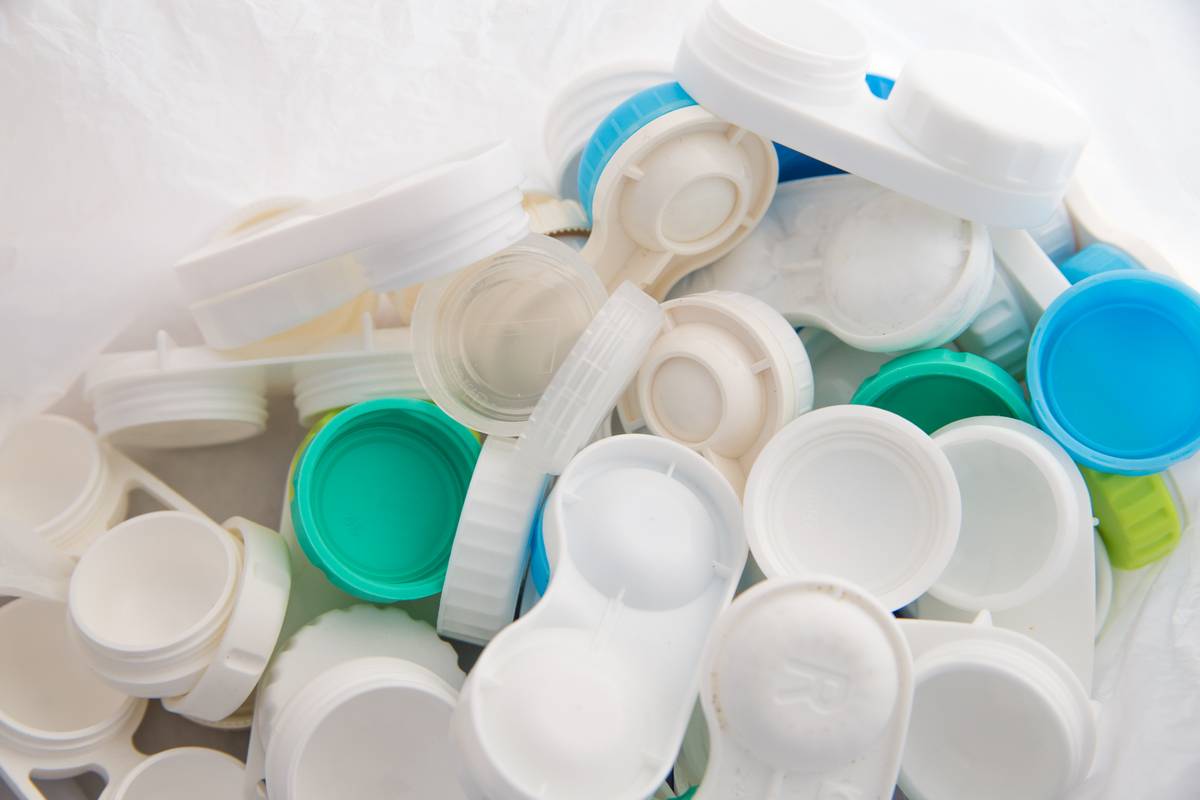 bag of used contact lens cases