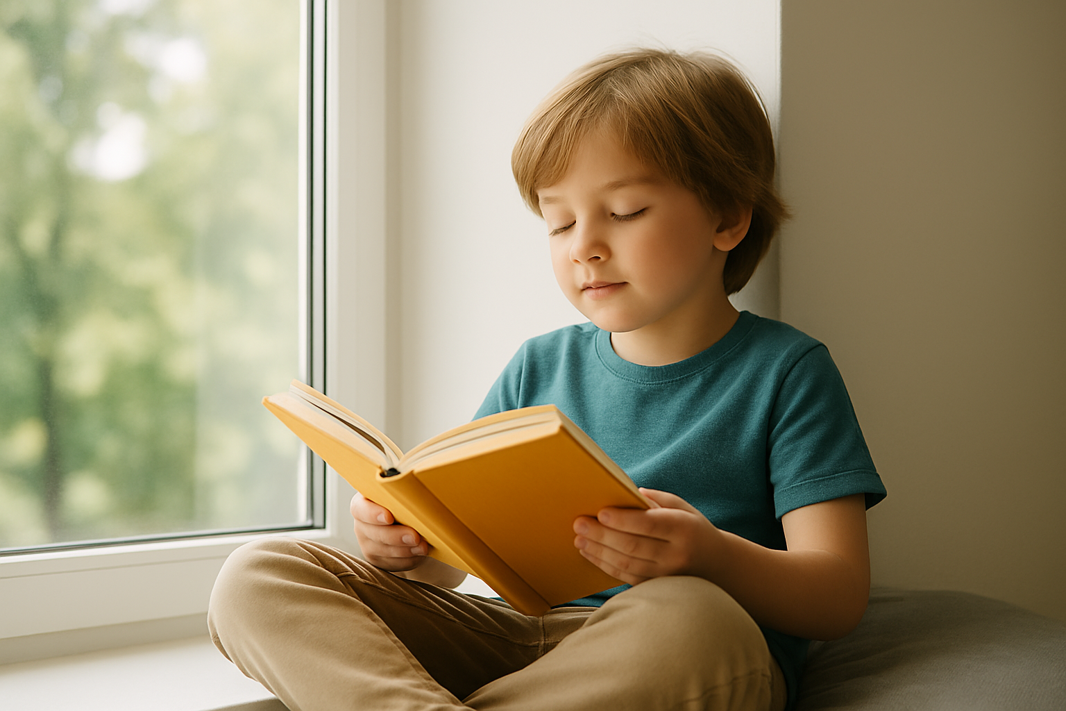 boy reading book