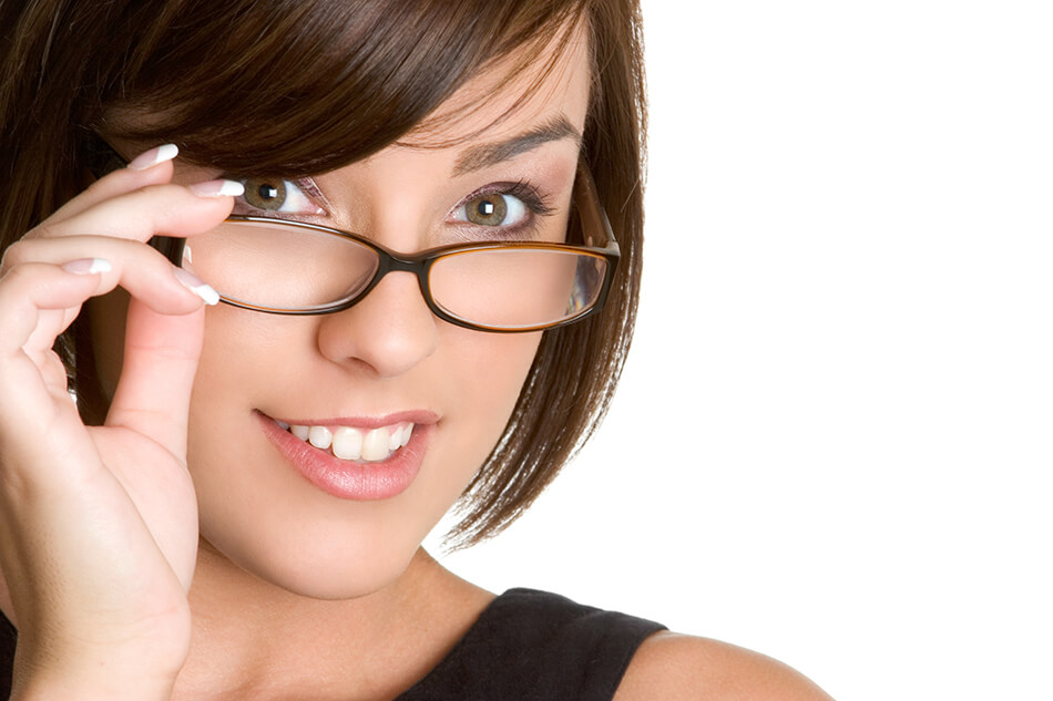 Brunette teen girl with glasses