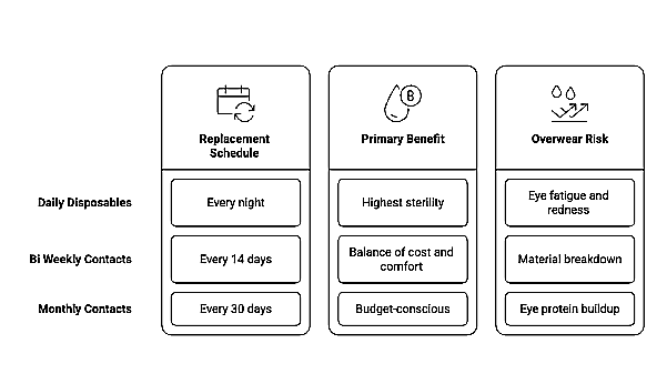 contact lens replacement schedule benefits and risk comparison chart