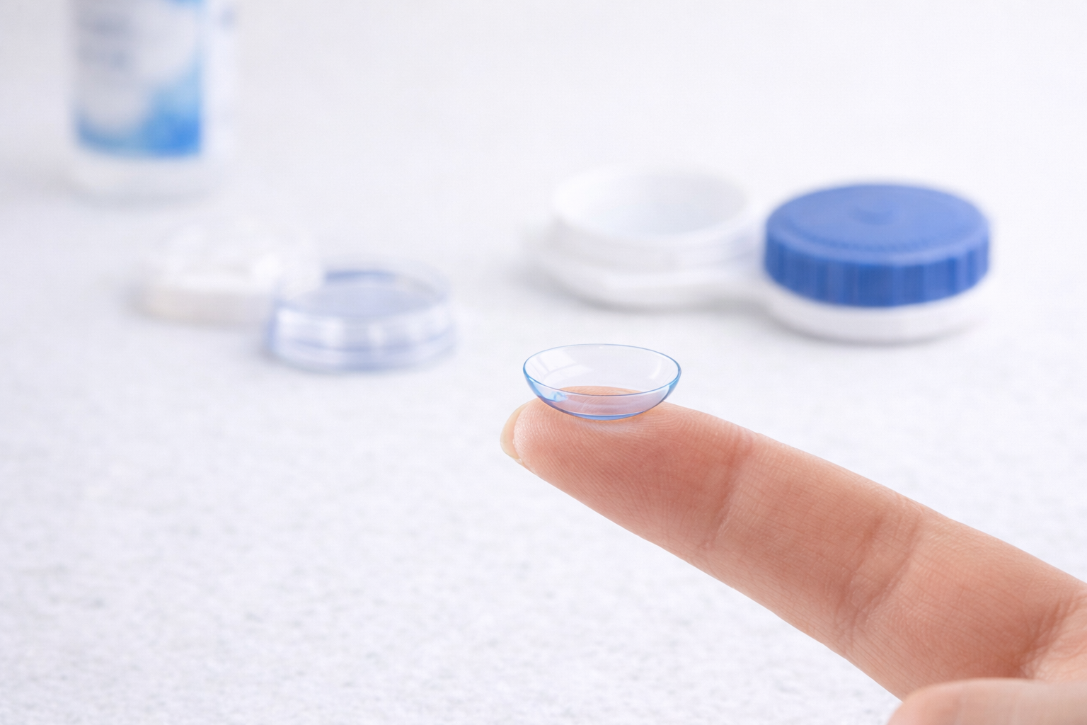 Contact lens on a fingertip for clear, natural vision