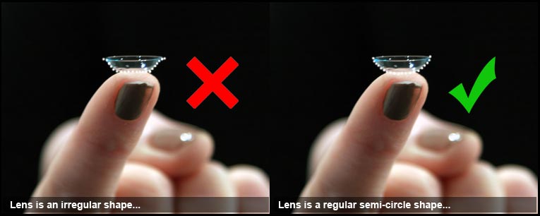 Comparison of inside-out contact lens and correct shape