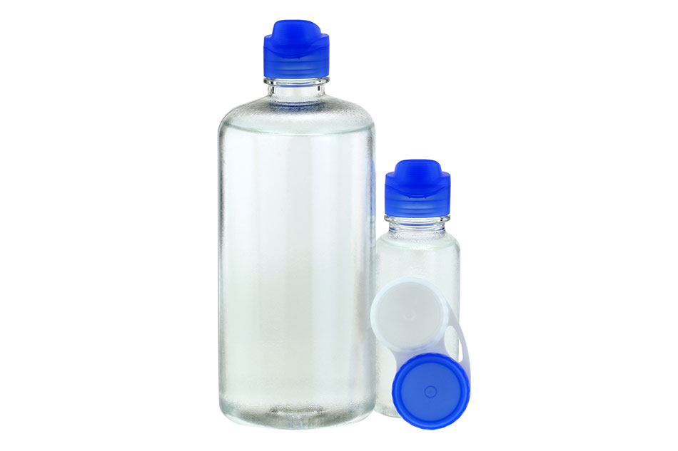 contact lens solution bottles and case