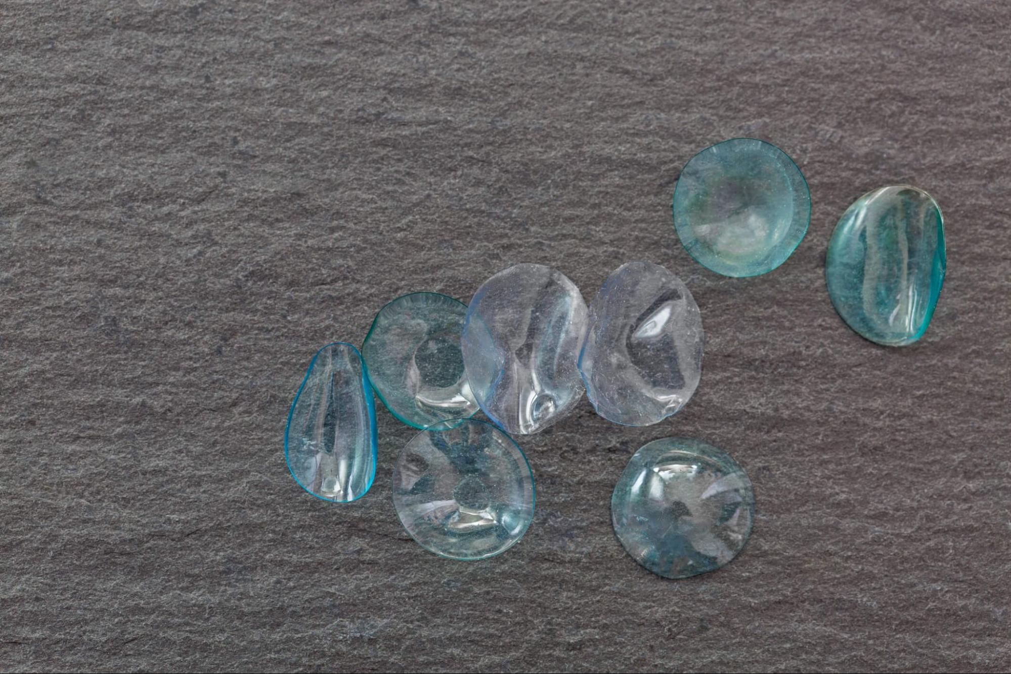 Examples of damaged contact lenses that should not be used