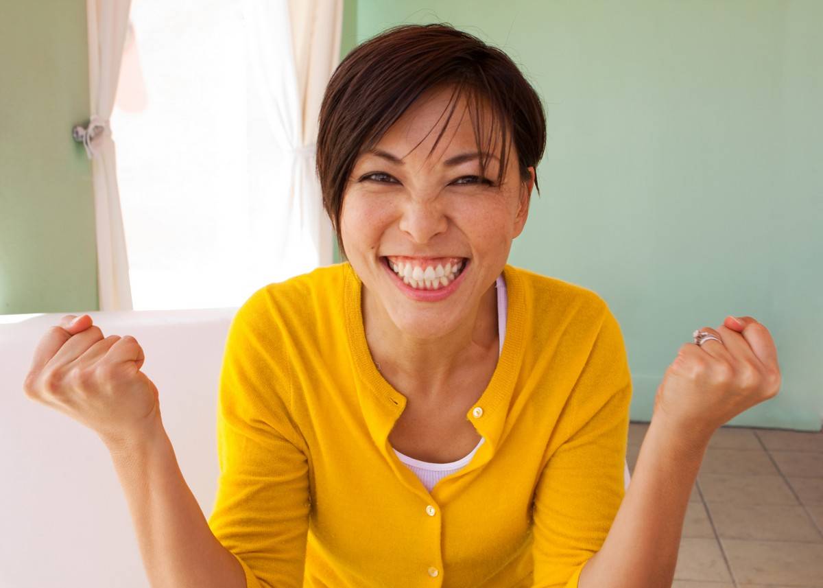 Woman showing excitement