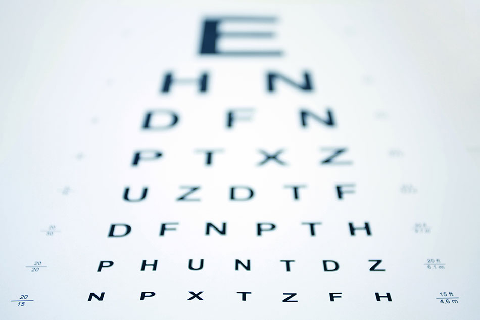 eye chart out of focus on top