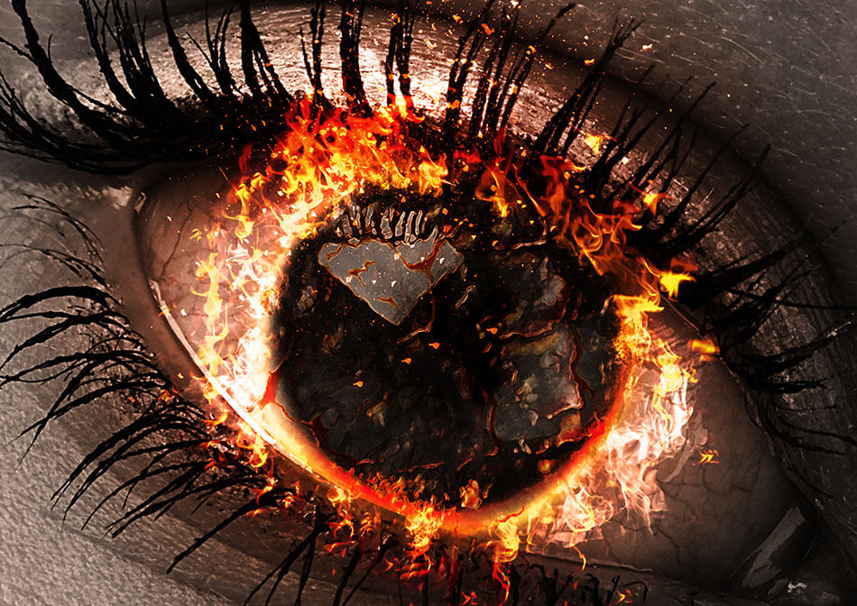 Eye on fire closeup