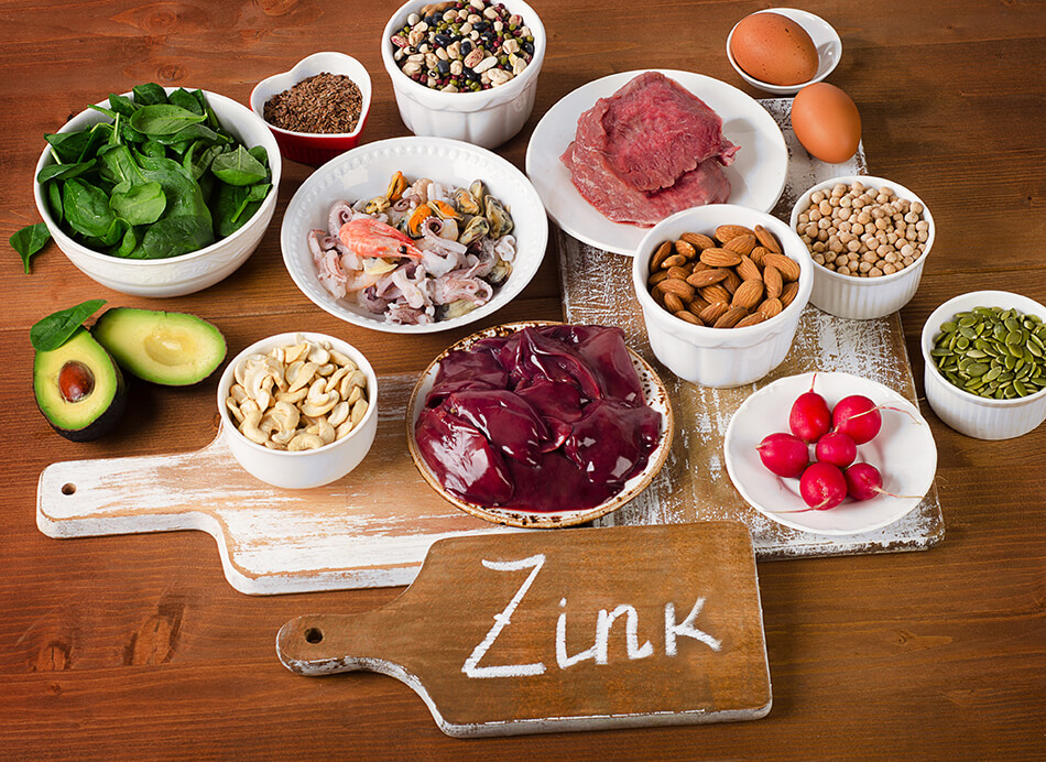 selection of foods that contain zinc