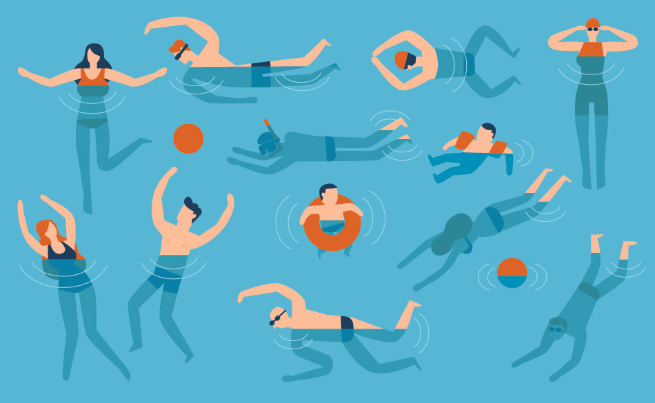 graphic illustration of people swimming