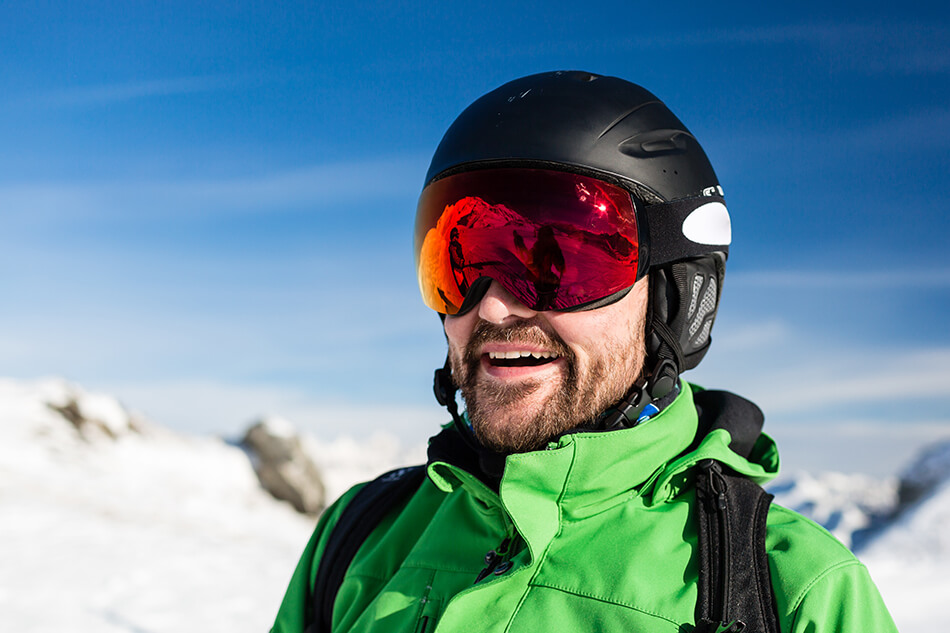 man wearing snow goggles