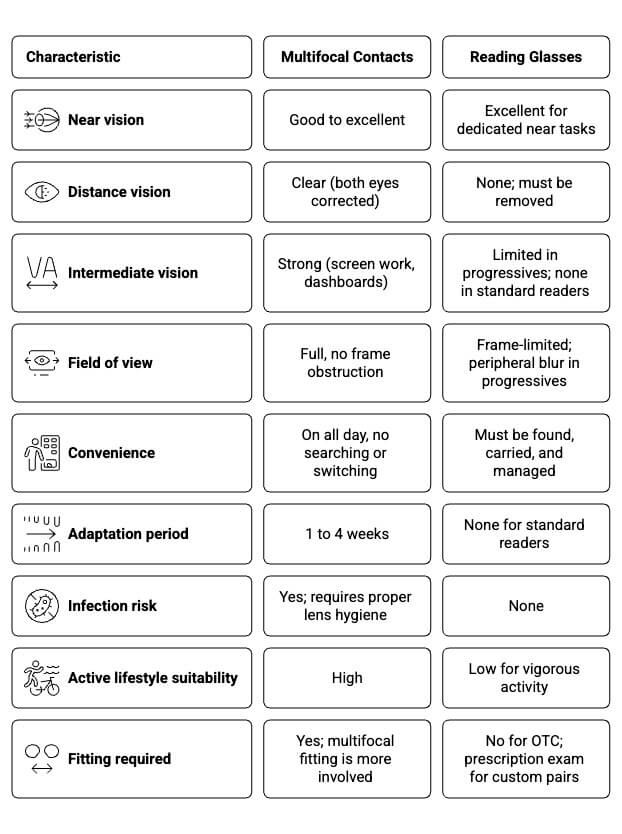 Multifocal contacts vs reading glasses comparison chart