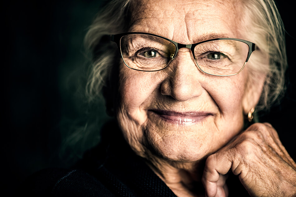 Older woman wearing glasses