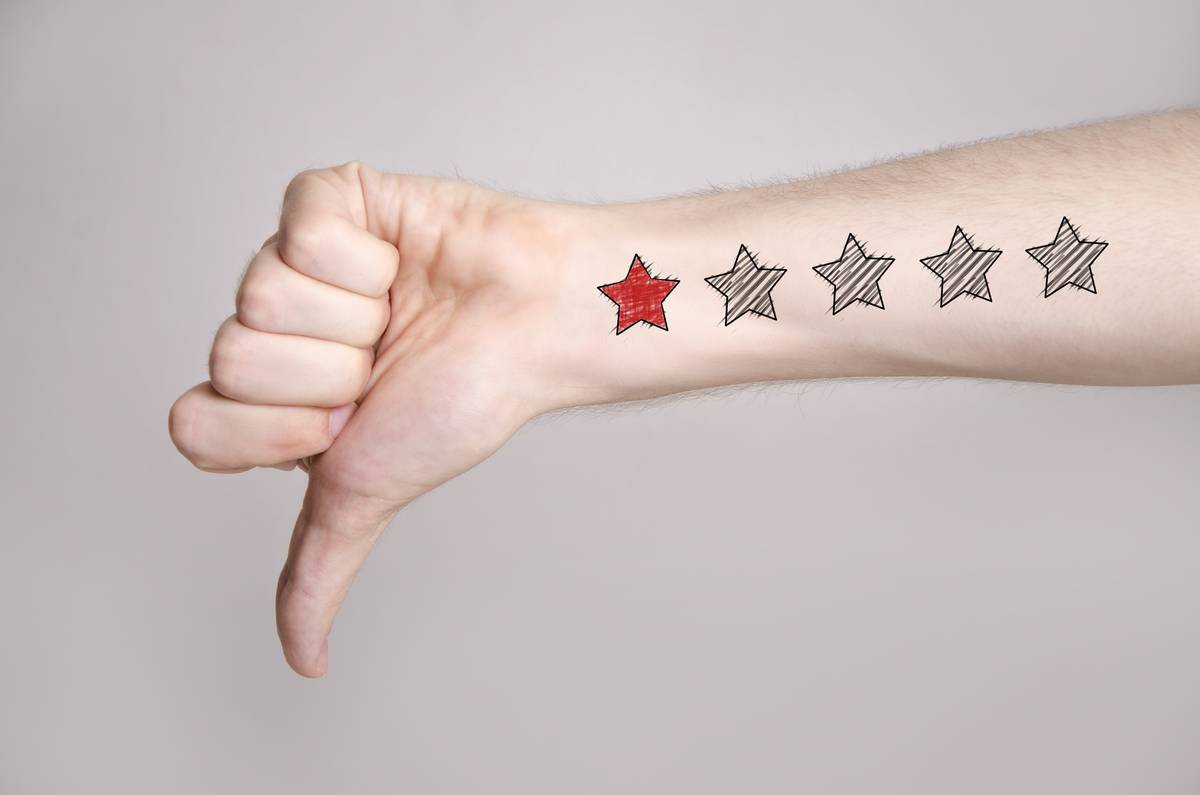 One star drawn on an arm which shows a thumbs down