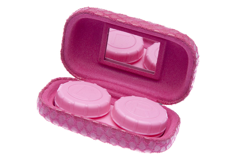 pink travel case for contact lenses