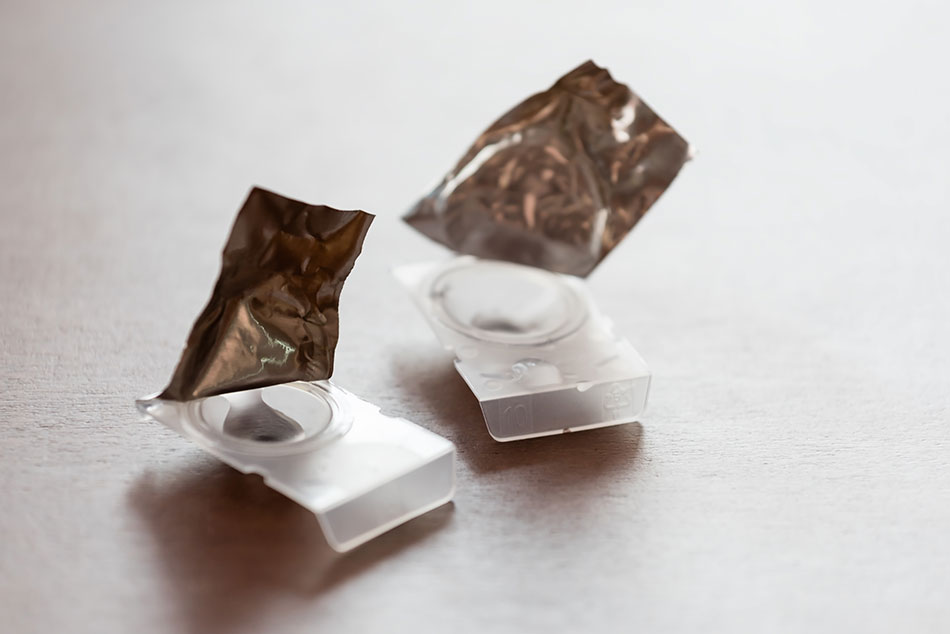 two open daily disposable contact blister packs